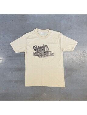 Vintage 80s Ronald Reagan Childhood Home Graphic T-Shirt Cream Large